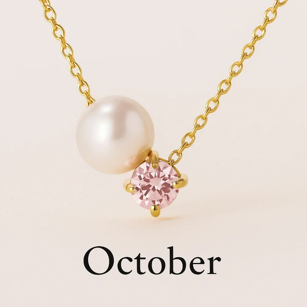 Pearl & Zircon Birthstone Pendant Necklace