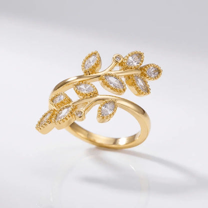Gold Leaf Wrap Ring - (Adjustable)