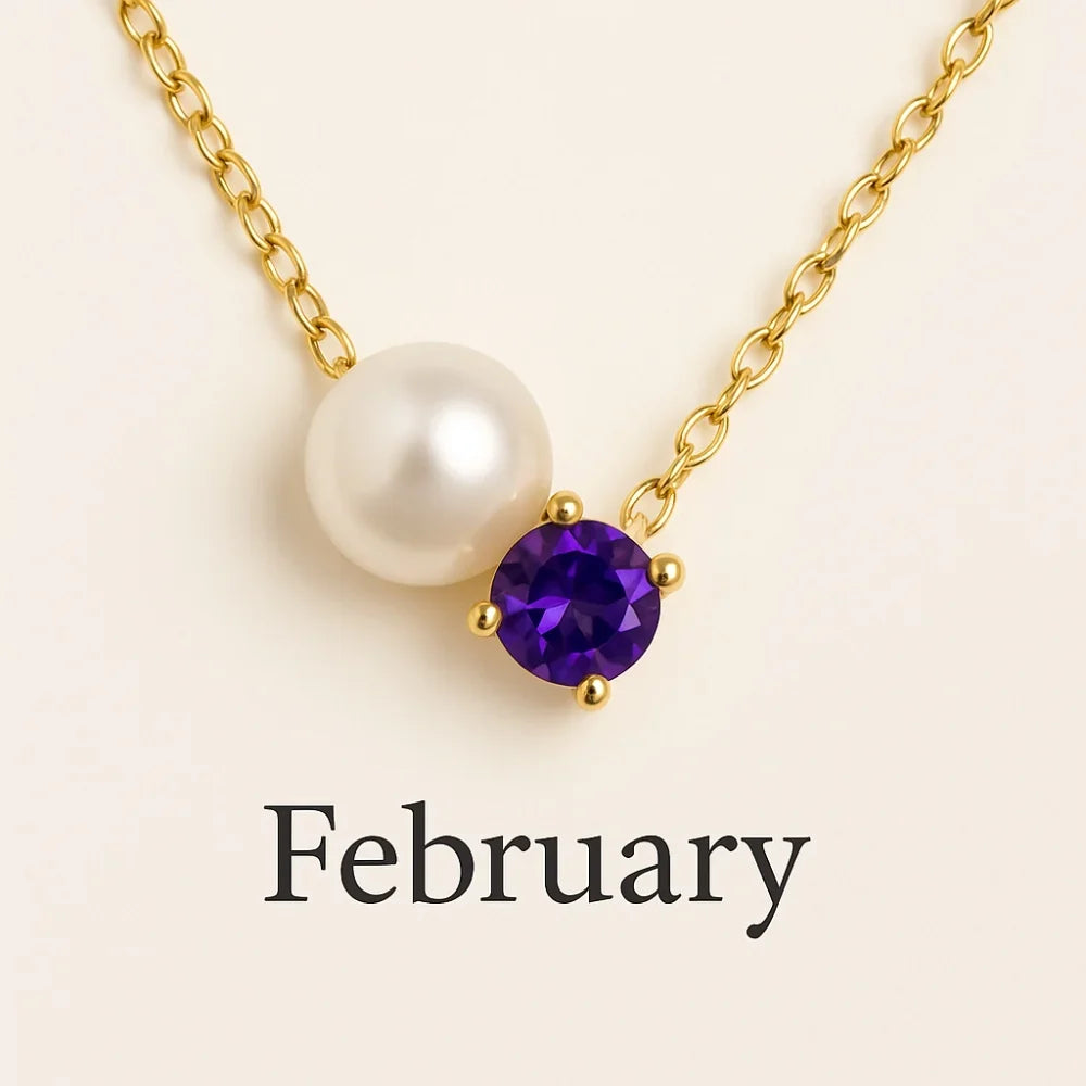 Pearl & Zircon Birthstone Pendant Necklace