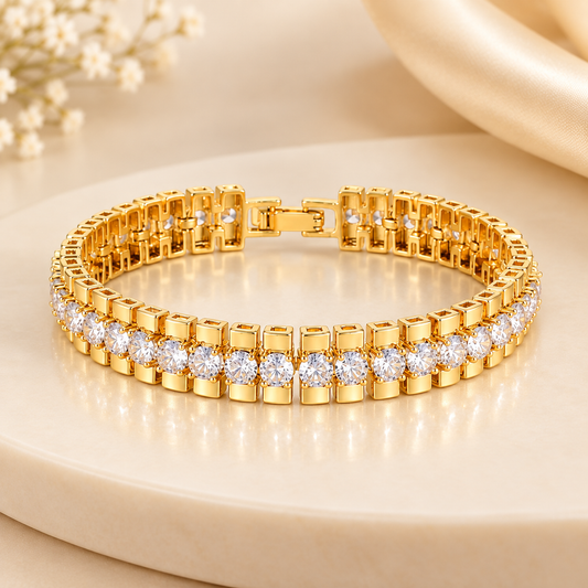 Gold Chunky Cubic Zirconia Adjustable Bracelet