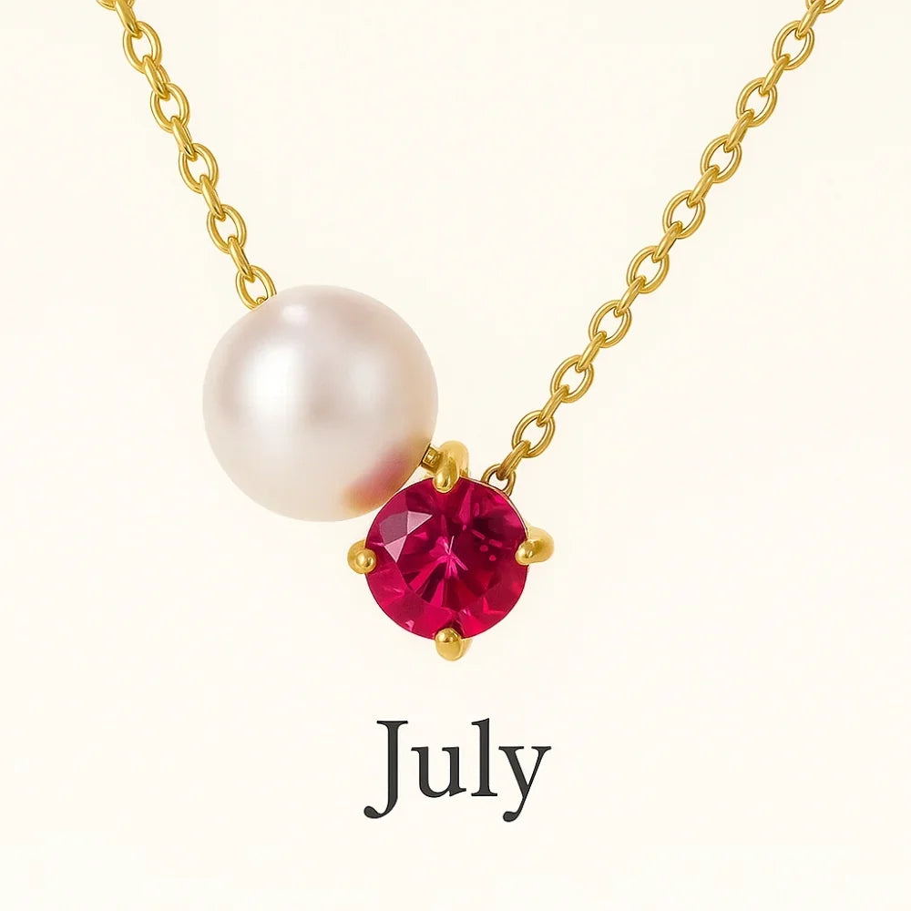 Pearl & Zircon Birthstone Pendant Necklace