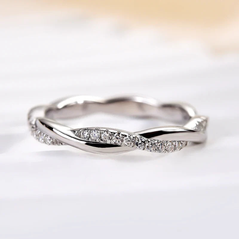 Moissanite Twist Eternity Wedding Ring