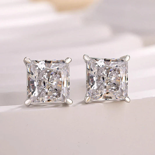 Classic Square Princess Cut Stud Earrings