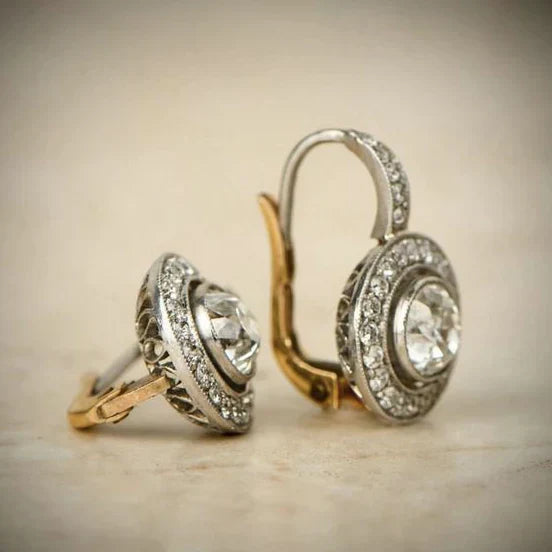 Vintage Earrings with Crystals in Gold and Silver