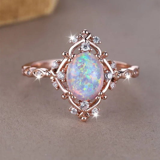Vintage Opal Rose Ring